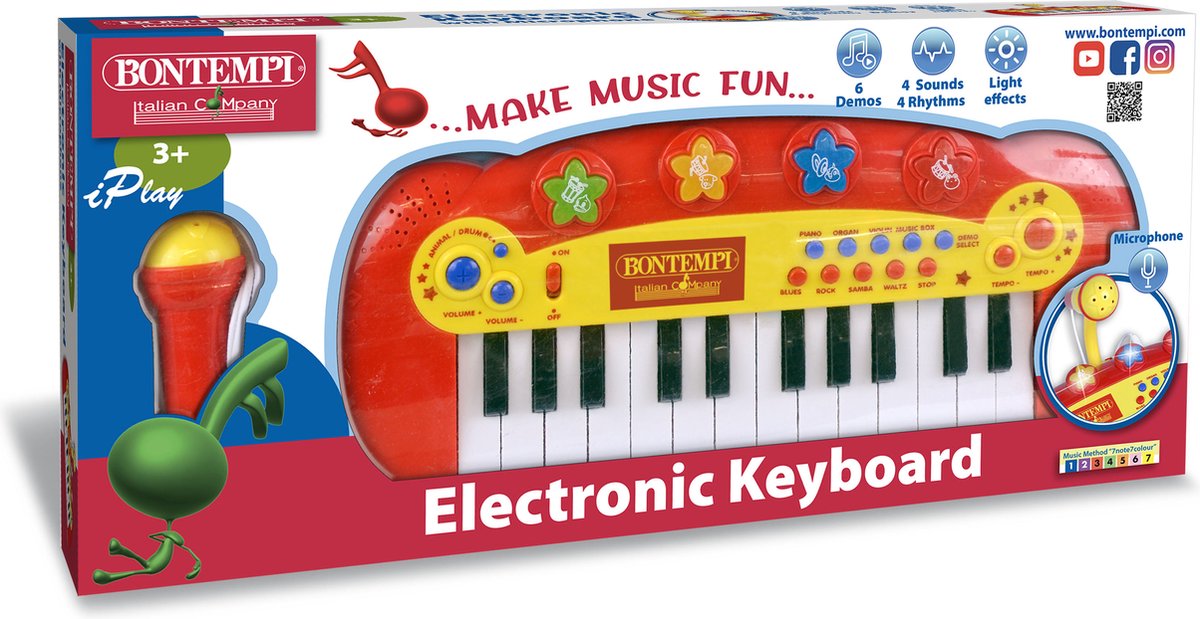 Bontempi Keyboard met Microfoon en 24 Toetsen + Licht