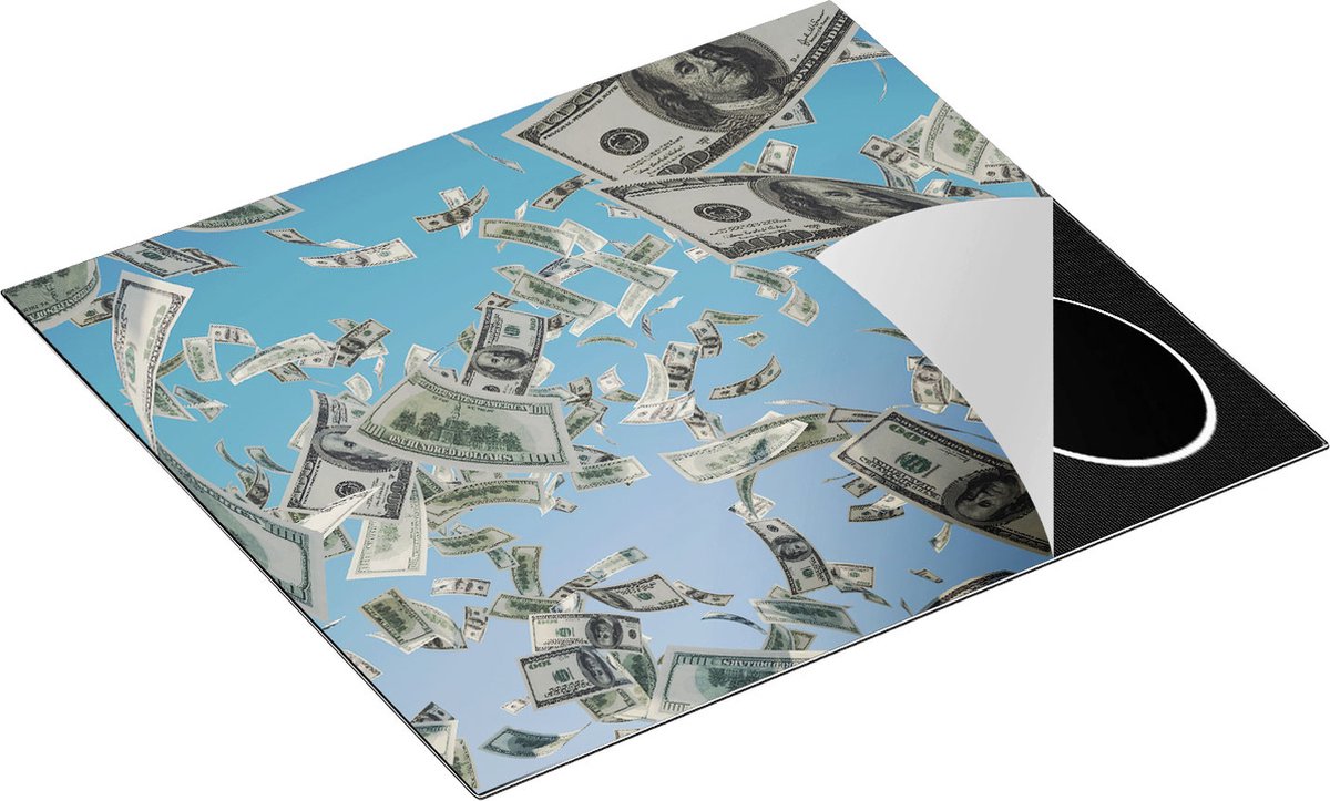 Chefcare Inductie Beschermer Dollarbiljetten in de Lucht - Geld - 59x52 cm - Afdekplaat Inductie - Kookplaat Beschermer - Inductie Mat