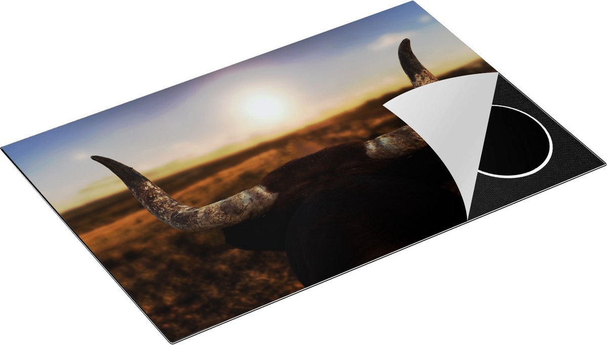 Chefcare Inductie Beschermer Stierenhoorns bij Zonsondergang - 81,6x52,7 cm - Afdekplaat Inductie - Kookplaat Beschermer - Inductie Mat