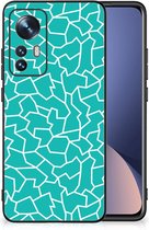 Telefoonhoesje Xiaomi 12 | 12X Back Case Siliconen Hoesje met Zwarte rand Cracks Blue