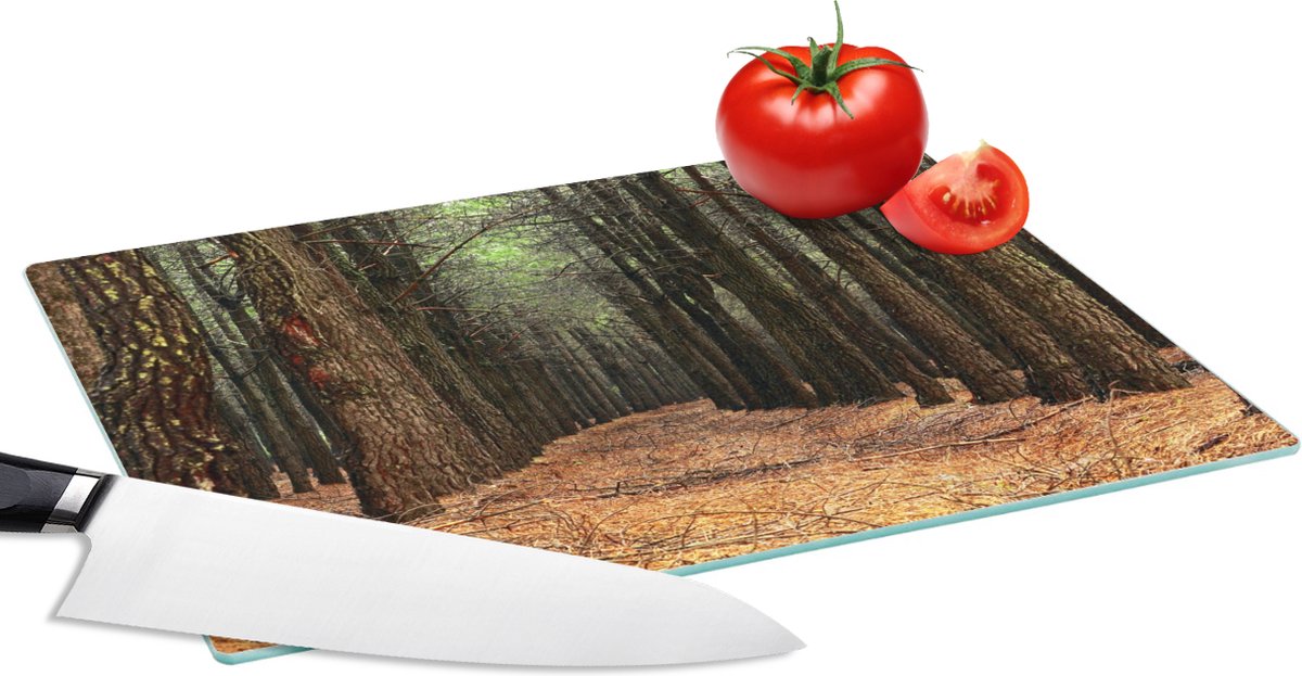 Glazen Snijplank - 28x20 - Herfst - Landelijke decoratie - Bos - Snijplanken Glas