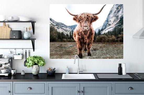 Stickers muraux - Highlander écossais - Berg - Animaux - 120x90 cm - Film Adhésif