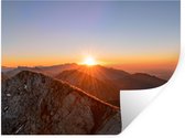 Muurstickers - Sticker Folie - Berg - Landschap - Zon - 40x30 cm - Plakfolie - Muurstickers Kinderkamer - Zelfklevend Behang - Zelfklevend behangpapier - Stickerfolie