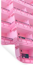 Muurstickers - Sticker Folie - Balkon - Zomer - Roze - Architectuur - 60x120 cm - Plakfolie - Muurstickers Kinderkamer - Zelfklevend Behang - Zelfklevend behangpapier - Stickerfolie