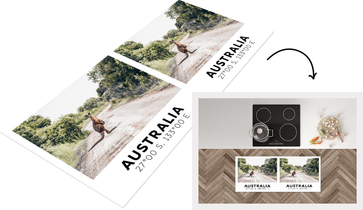 KitchenYeah Keukenloper - Loper keuken - Australië - Kangoeroe - Jungle - 120x50 cm - Keukenloper vinyl Multicolor