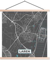 Posterhanger incl. Poster 40x40 cm - Schoolplaat - Plattegrond - Laren - Kaart - Stadskaart - Textielposter - Blanke latten - Plattegrond