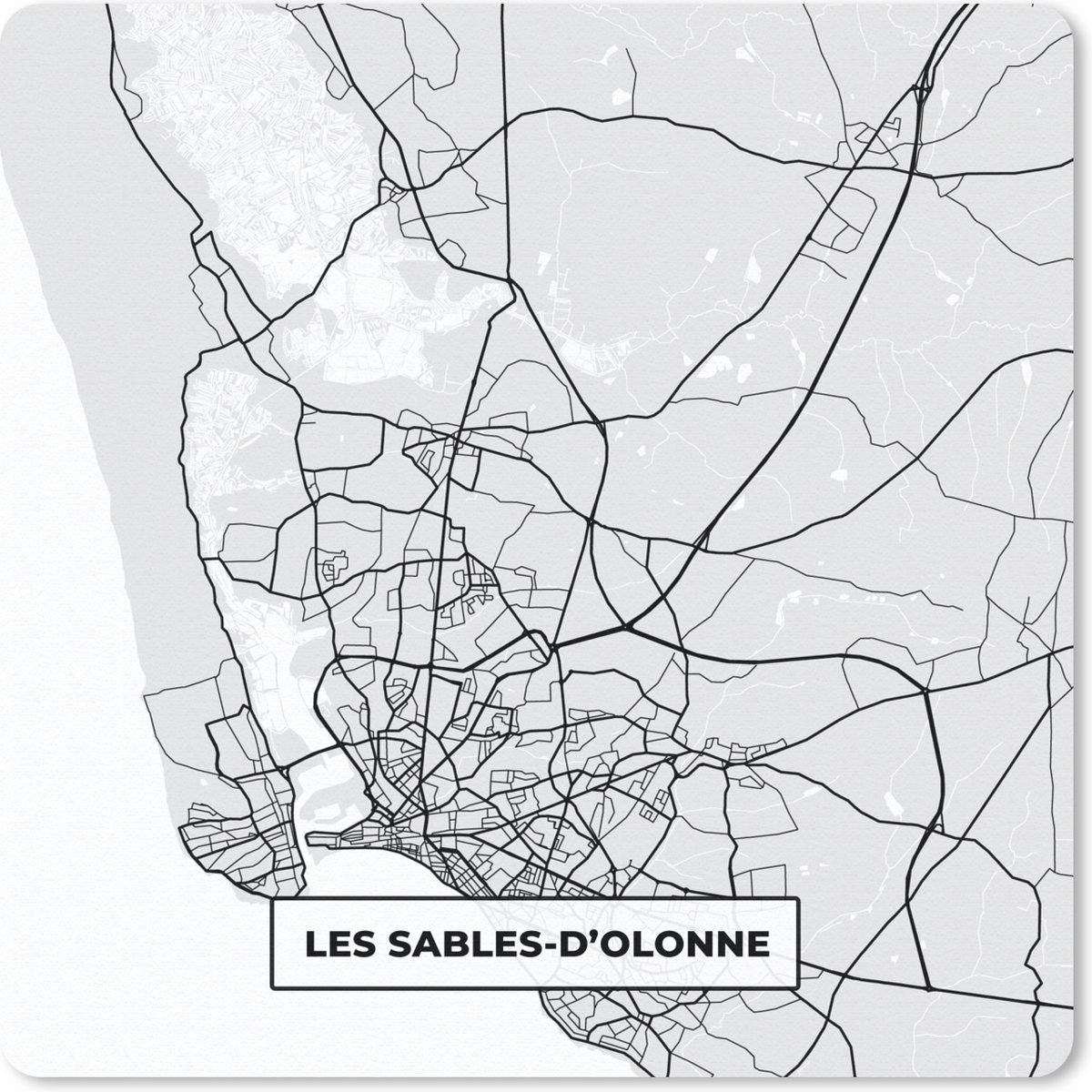 Muismat 30x30 cm - Mousepad Frankrijk – Les Sables-d'Olonne – Stadskaart – Plattegrond – Kaart - Muismatten - Stadskaart