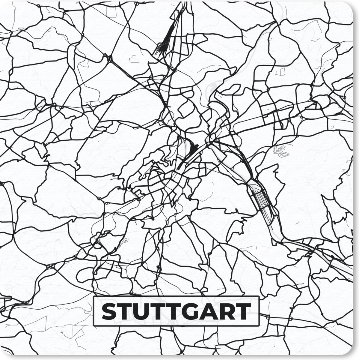 Muismat 30x30 cm - Mousepad Stuttgart - Plattegrond - Kaart - Stadskaart - Muismatten - Stadskaart