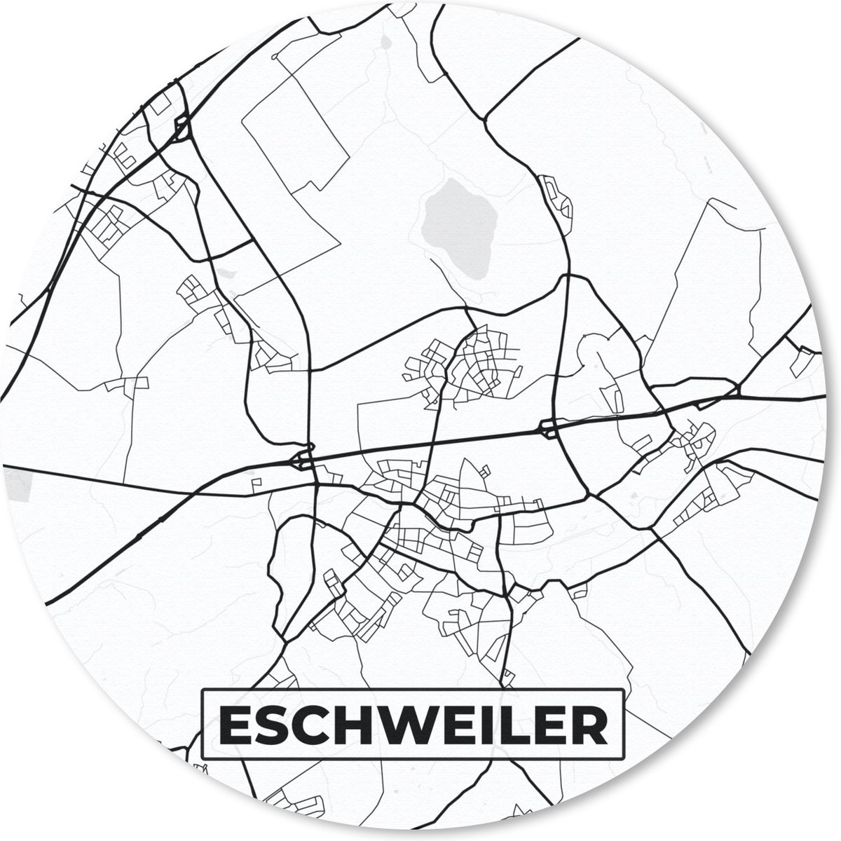 Muismat rond 40x40 cm - Mousepad Eschweiler - Stadskaart - Plattegrond - Kaart - Ronde muismatten - Stadskaart