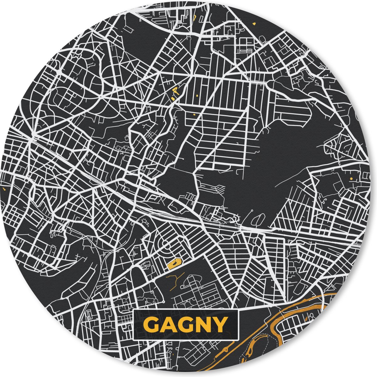 Muismat rond 20x20 cm - Mousepad Gagny - Stadkaart - Plattegrond - Kaart - Frankrijk - Ronde muismatten - Stadskaart
