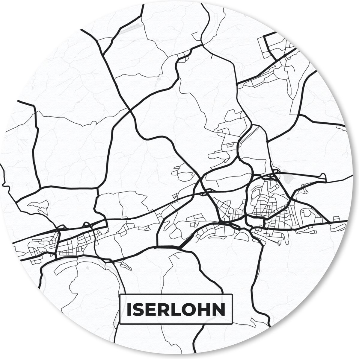 Muismat rond 40x40 cm - Mousepad Plattegrond - Iserlohn - Kaart - Stadskaart - Ronde muismatten - Stadskaart