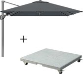 Platinum Voyager T² zweefparasol 270x270cm | antraciet + Premium Salerno parasolvoet 90kg