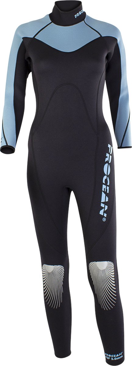 Dames wetsuit 3mm zwart/blauw XL