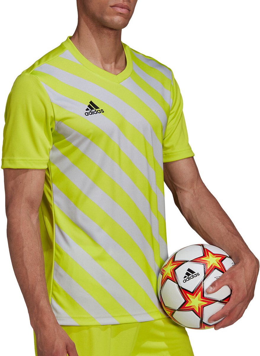 Adidas Entrada 22 Shirt Korte Mouw Heren - Fluogeel / Lichtgrijs | Maat: M