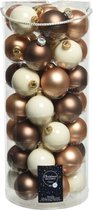 Decoris Kerstballen - 49st - glas - wolwit-bruin - 6 cm