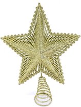 Kunststof kerstboom ster piek goud lengte 24 cm - Kerstpieken - Voor bomen tussen de 150 en 180 cm