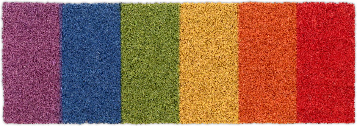 75 x 25 cm kokos deurmat binnen buiten antislip regenboog weerbestendig schoonloopmat