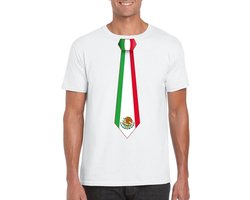 Wit t-shirt met Mexicaanse vlag stropdas heren - Mexico supporter XL