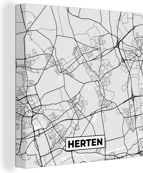 Canvas Schilderij Kaart - Stadskaart - Duitsland - Herten - Plattegrond - 20x20 cm - Wanddecoratie