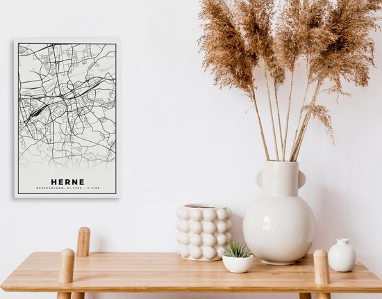 Peinture sur toile Herne - Plan de la ville - Carte - Plan d'étage - 20x30 cm - Décoration murale