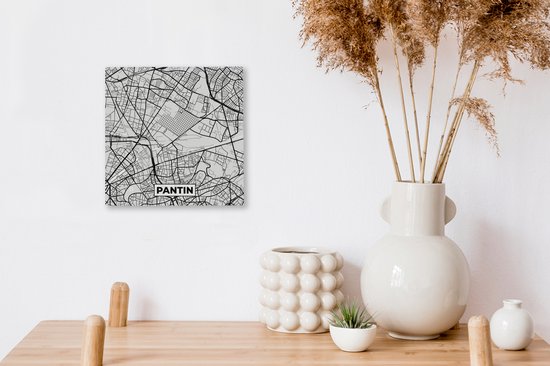 Canvas Schilderij Kaart - Stadskaart - Frankrijk - Pantin - Plattegrond - 20x20 cm - Wanddecoratie
