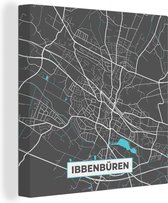 Tableau sur Toile Plan de Ville - Carte - Allemagne - Blauw - Ibbenbüren - Carte - 20x20 cm - Décoration murale