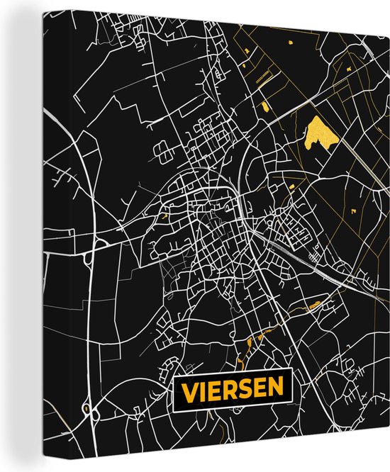 Canvas Schilderij Viersen - Goud - Stadskaart - Plattegrond - Kaart - Duitsland - 90x90 cm - Wanddecoratie