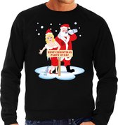 Grote maten foute Kersttrui / sweater - Best Christmas party ever - zwart voor heren -  plus size kerstkleding / kerst outfit XXXL