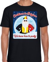 Fout Belgie Kerst t-shirt / shirt - Christmas in Belgium we know how to party - zwart voor heren - kerstkleding / kerst outfit S