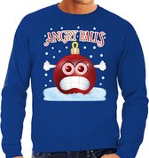 Foute Kerst trui / sweater - Angry balls - blauw voor heren - kerstkleding / kerst outfit XL