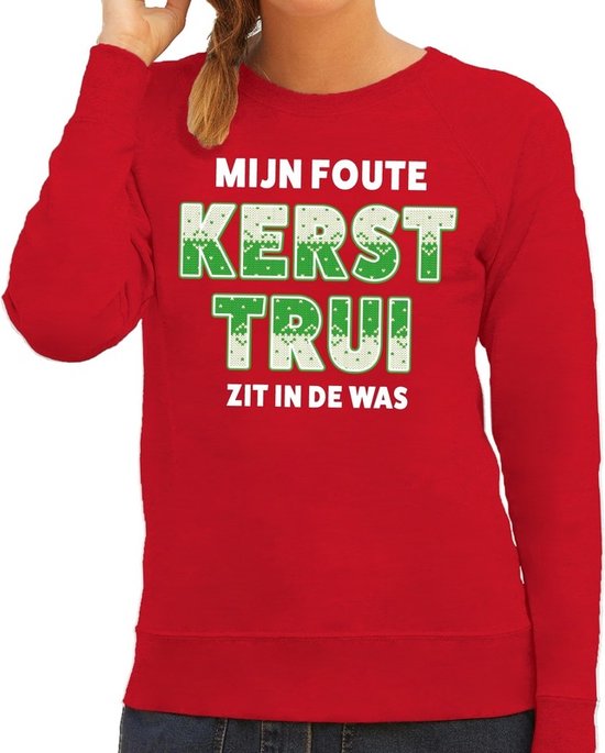 Foute kersttrui - sweater - Mijn foute kersttrui zit in de was - rood - voor dames - kerstkleding / christmas outfit M
