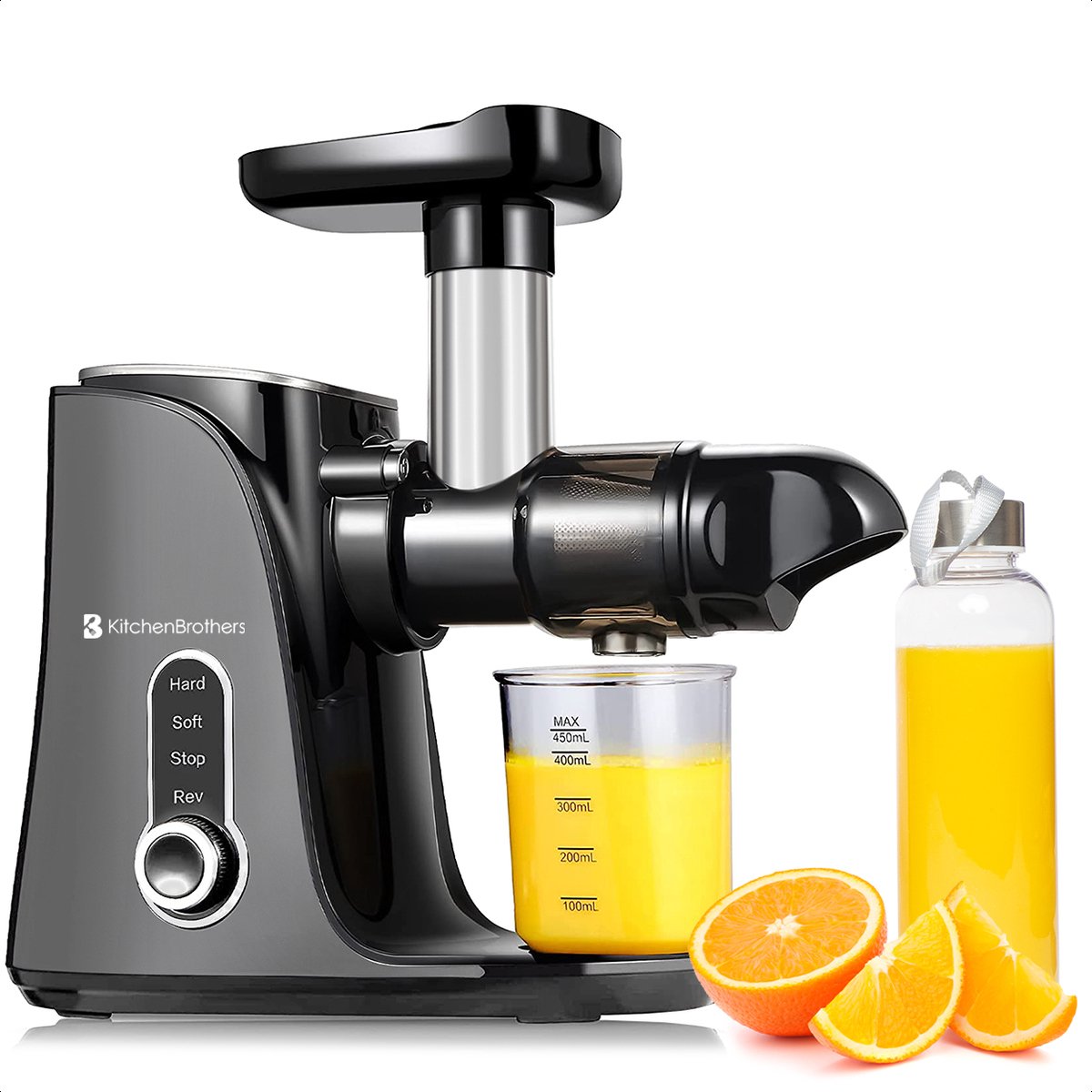 KitchenBrothers Slowjuicer 4 Standen Incl. Reisflessen en