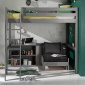Hoogslaper Claire 140x200cm met boekenkast en zetelbed - grijs