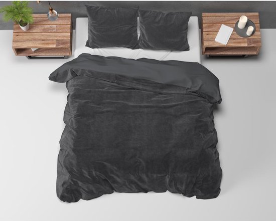 Sleeptime Velvet Touch - Dekbedovertrek - Eenpersoons - 140x200/220 + 1 kussensloop 60x70 - Antraciet van Merkloos — afbeelding 5