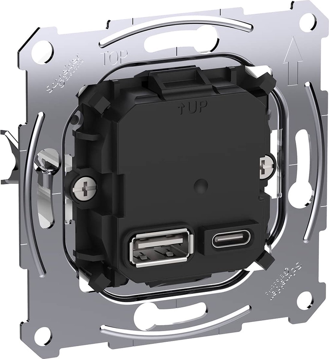 Sokkel - USB-oplader Type A+C - 45W - Merten - Schneider Electric - MTN4366-0120