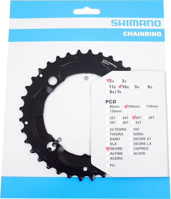Shimano Kettingblad Deore Fc-m617 36t-ay 2x10s 104 Mm Zwart van Shimano — afbeelding 2