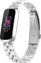 By Qubix - Geschikt voor fitbit luxe bandje - Stalen schakelband - Zilver Smartwatchbandje horlogeband polsband Armband Strap Band Watchband