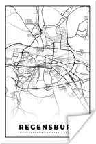 Poster Regensburg - Kaart - Stadskaart - Plattegrond - 80x120 cm