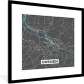 Fotolijst incl. Poster - Duitsland – Blauw – Bremen – Stadskaart – Kaart – Plattegrond - 40x40 cm - Posterlijst