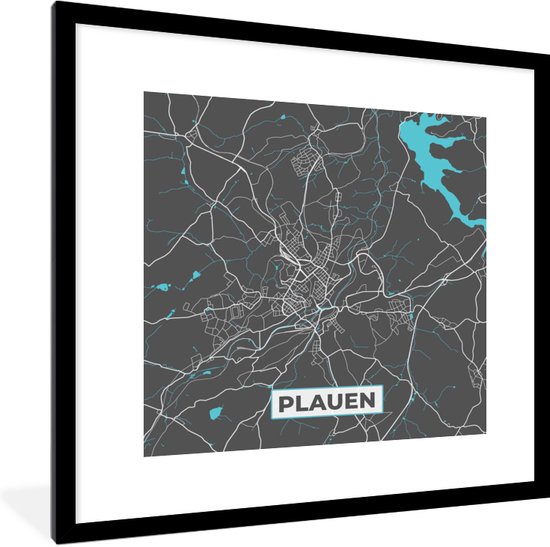 Fotolijst Incl Poster Duitsland Blauw Plauen Stadskaart Kaart Plattegrond Bol Com