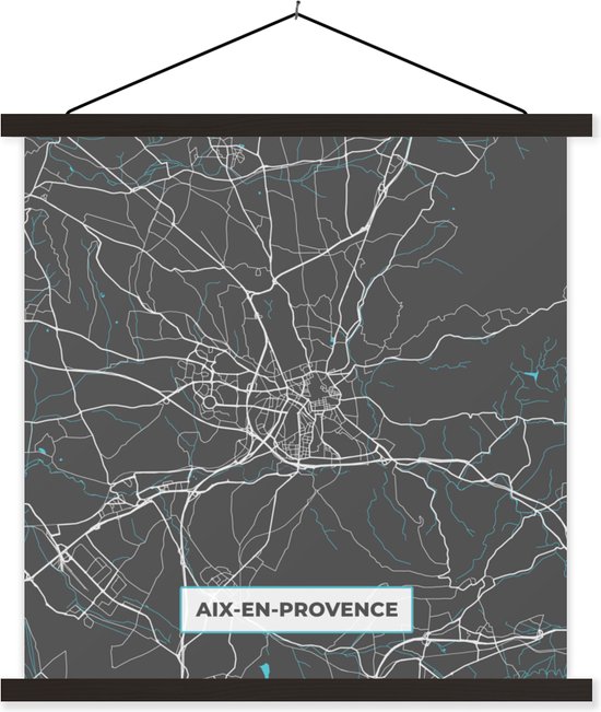 Porte-affiche avec affiche - Affiche scolaire - France - Aix-en- Provence - Plan de la ville - Plan - Plan - 40x40 cm - Lattes noires