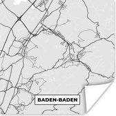 Poster Duitsland - Baden-Baden - Kaart - Stadskaart - Plattegrond - 75x75 cm