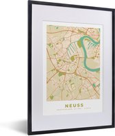 Fotolijst incl. Poster - Neuss - Vintage - Plattegrond - Kaart - Stadskaart - 30x40 cm - Posterlijst