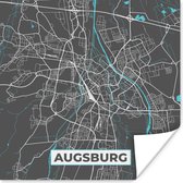 Poster Stadskaart – Plattegrond – Duitsland – Blauw – Augsburg – Kaart - 50x50 cm