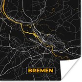 Poster Bremen - Goud - Stadskaart - Plattegrond - Duitsland - Kaart - 50x50 cm