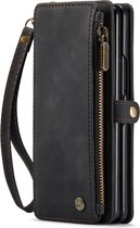 Coque Samsung Galaxy Z Fold 3 Charcoal Grey - Casemania Luxe Wallet Book Case with Zipper
