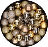 Set van 40x stuks kunststof kerstballen mix goud en champagne 3 cm - Kerstversiering