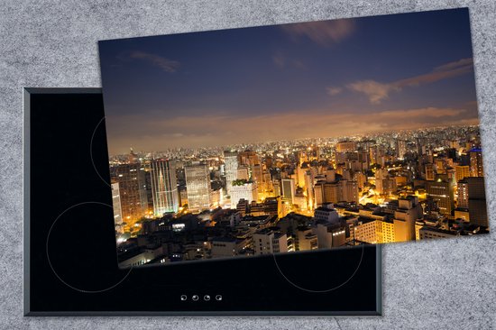 KitchenYeah® Inductie beschermer 89.6x51.6 cm - Sao Paulo bij nacht - Kookplaataccessoires - Afdekplaat voor kookplaat - Inductiebeschermer - Inductiemat - Inductieplaat mat