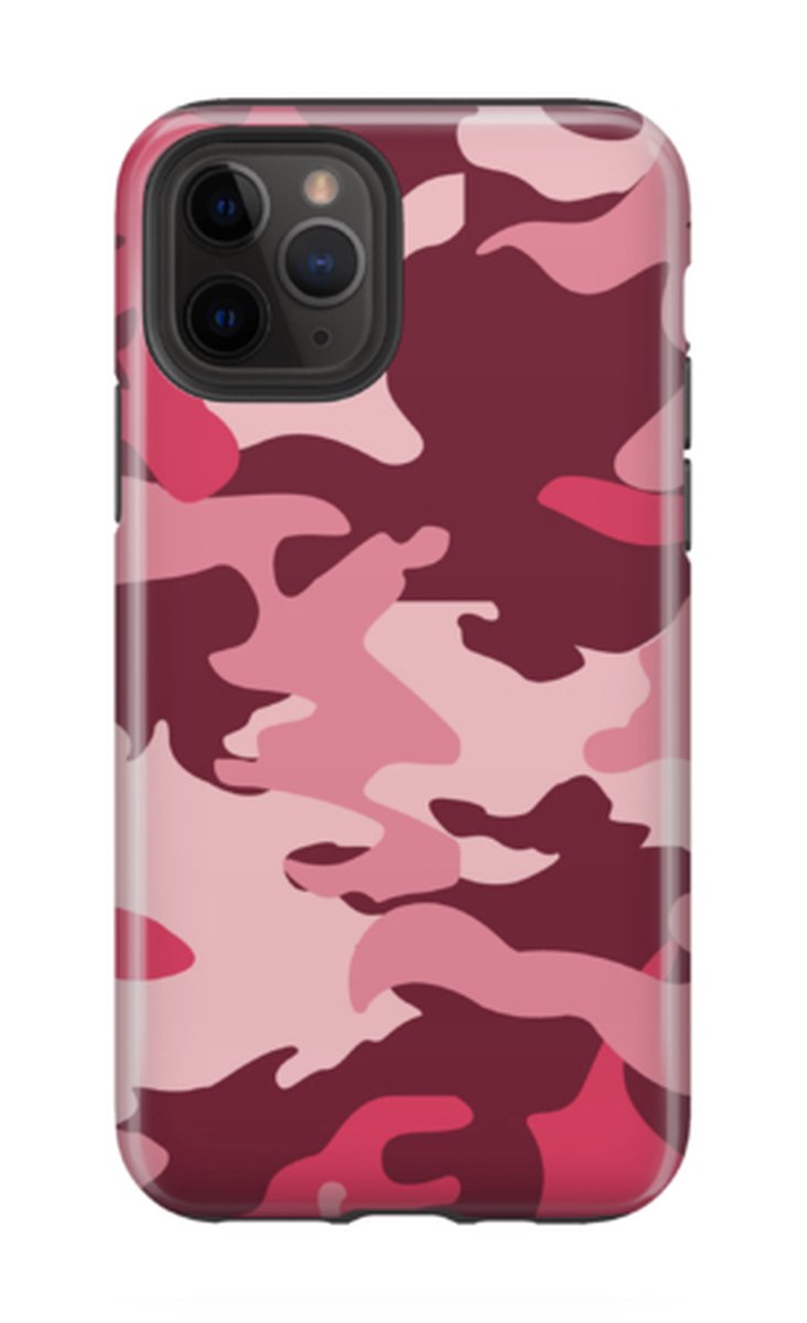 Telefoonhoesje geschikt voor Apple iPhone 11 Pro Max - Tough Case - Extra Stevig met 2 lagen bescherming - Patronencollectie - Camouflage - Roze