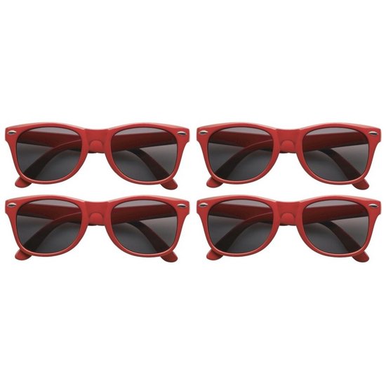 4x stuks zonnebril rood - UV400 bescherming - Zonnebrillen voor dames/heren